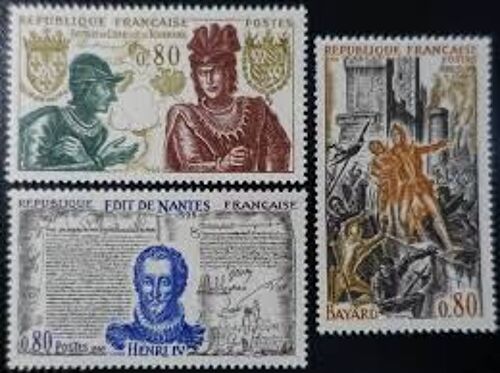 Grands Noms De L'Histoire : Louis X I-Charles Le Téméraire, Chevalier Bayard, Henri I V Série Complète Année 1969 N° 1616 1617 1618 Yvert Et Tellier Luxe