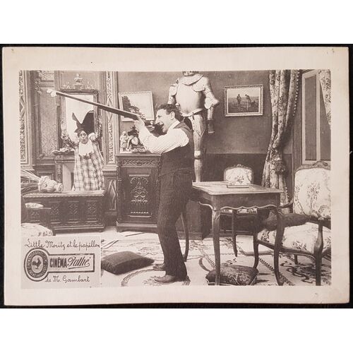 Little Moritz Et Le Papillon * Film Cinéma Muet 1911 - 1 Photo Originale N&b * Petite Affiche 13.5x18 Cm * Production : Pathé Frères - Avec Maurice Schwartz, Sarah Duhamel * Réal Henry Gambart