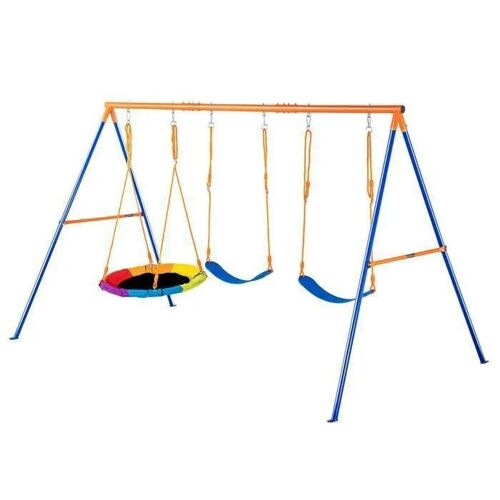 Ensemble De Balançoires - Duoku - 1 Soucoupe Et 2 Balançoires - Capacité 272 Kg - Corde Réglable - Extérieur
