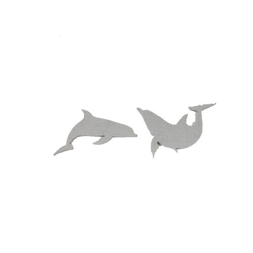9 CONFETTIS TABLE BOIS NAGE DAUPHIN 3X5CM GRIS