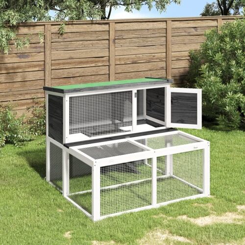 Vidaxl Clapier Gris 102x90x84,5 Cm Bois De Pin Massif