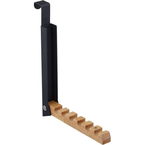 MAAS-Portemanteau Pliable, pour Porte de Max 2 cm d¿épaisseur, à accrocher, 6 cintres, métal et Bois, Noir