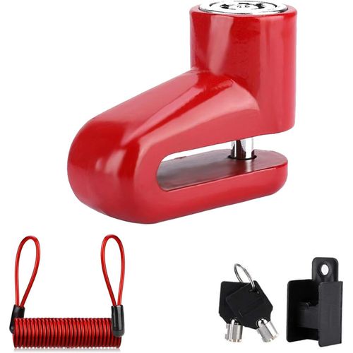 Jum-Serrure Pour Scooter Électrique,Serrure De Frein À Disque De Scooter,Serrure À Disque De Frein,Serrure À Disque De Frein De Moto,Serrure À Disque De Frein De Vélo(Rouge)