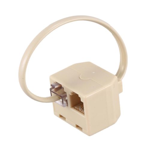RJ11 6P4C Adaptateur de répartiteur de ligne de sortie 2 voies Beige