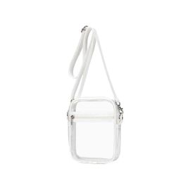 Sac transparent approuvé par le stade,sac à main transparent avec bandoulière réglable pour les sports de plein air,blanc