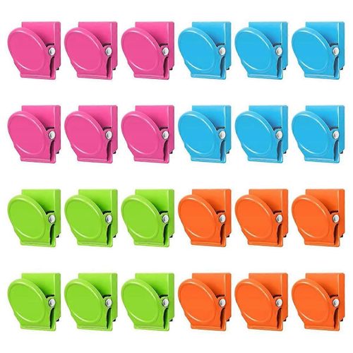 Clips Magnétiques,24 Pcs Aimant De Réfrigérateur Aimants De Tableau Blanc,Clips Métalliques Aimants De Réfrigérateur,Aimant C