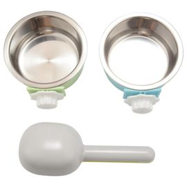 2 Pièces Bol Pour Chien,Amovible En Acier Inoxydable Chenil Suspendu Nourriture Alimentation Eau Bol Cage Coop Cu