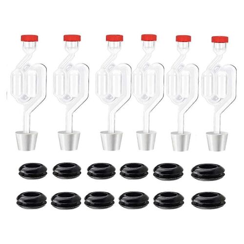 Ensemble De Sas À Double Bulle [Pack De 6], Sas De Kits D'infusion Pour La Fermentation, Sas De Fermentation Avec 6 Bouchons + 12 ?Illets