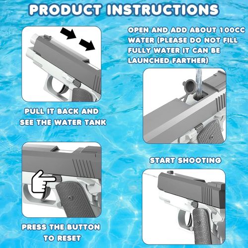 Pistolet A Eau 2 Pièces Pistolets À Eau Pour Enfant Water Gun Pour Pool Party, Plage, Combat De L'eau, Cadeaux (Gris+Rose)