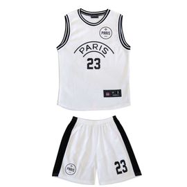 Maillot De Basketball Avec Short Paris Enfant Blanc