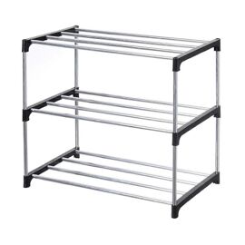 Petit étagère à chaussures empilable, entrée, couloir et placard pour un rangement et une organisation peu encombrants (3 niveaux, noir)