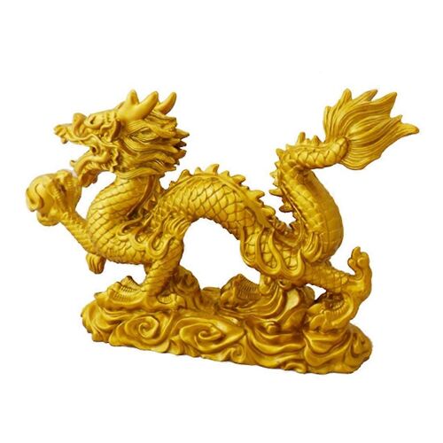 Zodiaque chinois Statue du Dragon d'Or Décoration d'Animal