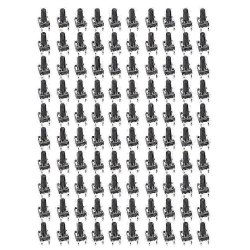 100PCs Interrupteur à bouton tactile momentané Ingénierie compacte en plastique DIP DC12V 6 x 6 x 12mm