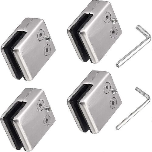 4 Pack 304 Pinces en verre en acier inoxydable avec 2 clés hexagonales adaptées aux vitres de fenêtre de 8-10mm Réglable Plat Porte-verre Escalier Balustrade Polishe