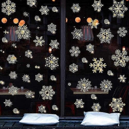 Autocollants de fenêtre de Noël Autocollants de décoration de Noël,147 Pcs Sparkle Snowflake Stickers,autocollants de fenêtre de flocons de neige de Noël,amovibles Statique Pvc W