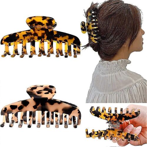 2pcs Pinces À Griffes De Cheveux Pour Les Femmes,3,8 Pouces Pinces À Griffes De Tortue Pour Cheveux Épais Et Fins