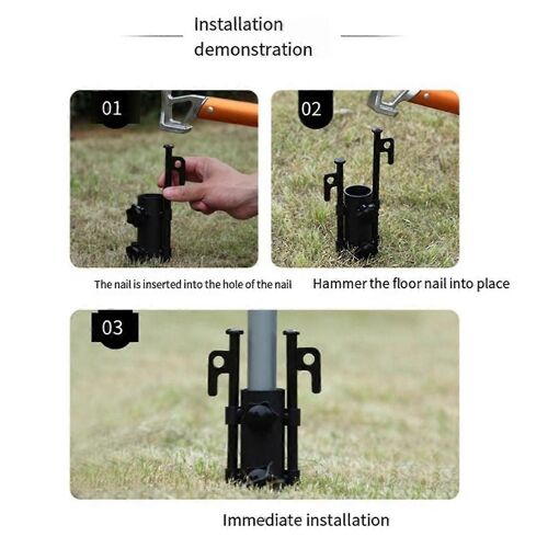 3pcs Auvent Auvent Poteau Fixe Tube Ground Bracket Coupe-Vent Réglable Tente Support Poteau Avec Groun