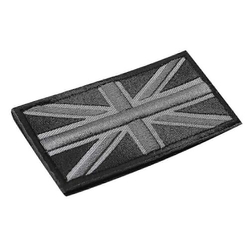 Union Jack UK Flag Badge Patch Stick Back 10cm x 5cm NOUVEAU,(Noir/Gris)