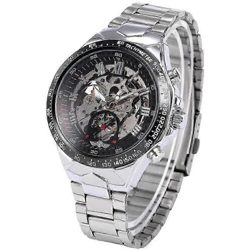 Winner Fashion Round Skeleton Dial Bracelet En Acier Inoxydable Montre-Bracelet Mcanique Automatique Pour Hommes (Noir) 2025