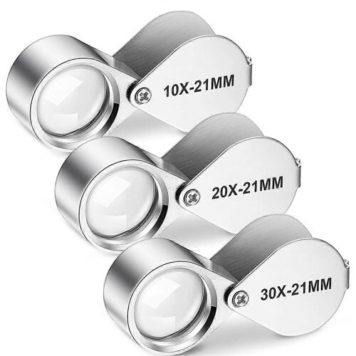 3 Pièces Bijoutiers Oeil Loupe Ensemble 10x, 20x Et 30x Poche Bijoux Loupe, Bijoutiers Oeil Loupe Verre