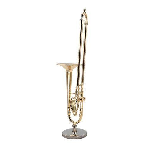 Modèle De Trombone En Cuivre Pur Miniature De 12 Cm Avec Support Mini Modèle D'instrument De Musique Avec Lea Noir