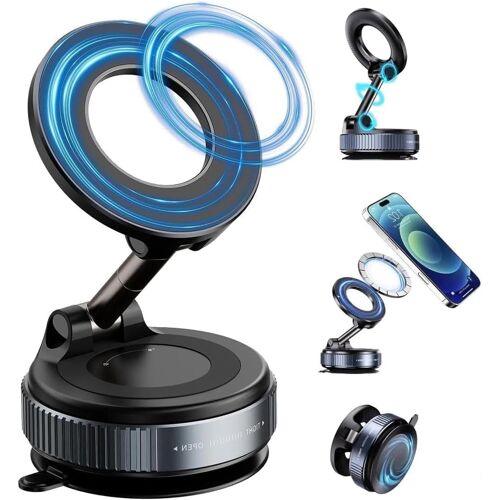 1 Pcs Ventouse Support Téléphone Voiture,Support Telephone Voiture Magnetique,Aimant Telephone Voiture, pour Voiture/Rétroviseur/Support Voiture,Rotatif à 360°, Noir