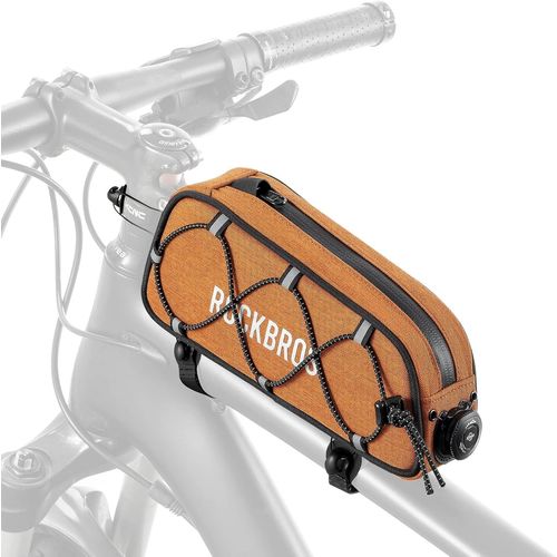 Road-To-Sky Bicycle Frame Bag Mtb 0.7 L Patented Gravel Front Reflective Waterproof Bag Top Tube Modern Road Bike Bmx Polyester Eva White Orange Green Grey Black.[C150]