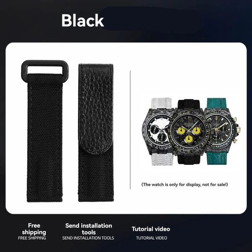 Kafol-Bracelet De Montre Universel En Nylon,20mm,Pour Tudor/Omega/Rolex/Iwc/Tissot Daytona Submariner,Fond En Cuir De Vache,Accessoires,20mm,Black