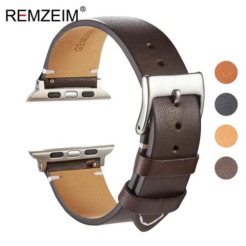 Kafol-Bracelet En Cuir De Vache Couche Supérieure Pour Apple Watch Série Ultra 10 9 8 7 6 Se 5 4 3 Bracelet De Montre 38/40/41/42/44/45/46/49mm Pour Iwatch,38 40 41 S10-42mm,Dark Brown-S