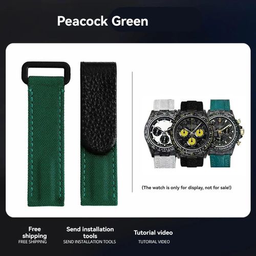 Kafol-Bracelet De Montre Universel En Nylon,20mm,Pour Tudor/Omega/Rolex/Iwc/Tissot Daytona Submariner,Fond En Cuir De Vache,Accessoires,20mm,Green