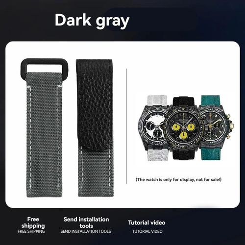 Kafol-Bracelet De Montre Universel En Nylon,20mm,Pour Tudor/Omega/Rolex/Iwc/Tissot Daytona Submariner,Fond En Cuir De Vache,Accessoires,20mm,Gray