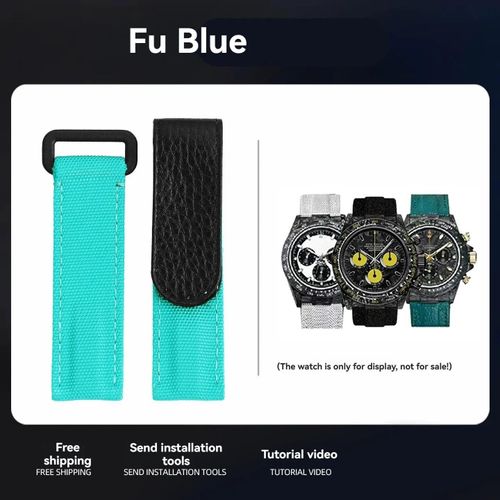 Kafol-Bracelet De Montre Universel En Nylon,20mm,Pour Tudor/Omega/Rolex/Iwc/Tissot Daytona Submariner,Fond En Cuir De Vache,Accessoires,20mm,Tiffany Blue