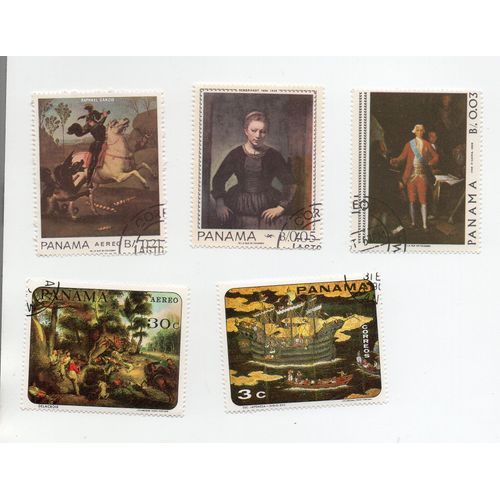 Panama- Lot De 5 Timbres Oblitérés- Tableaux