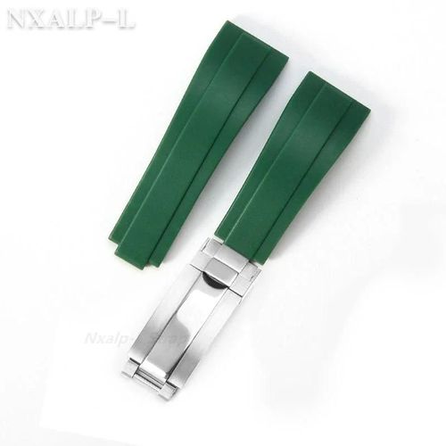 Kafol-Bracelet De Montre En Caoutchouc Et Silicone,20mm,Pour Rolex Daytona Submariner Gmt Yacht-Master,Bracelet De Plongée,Boucle De Réglage Fin 9 × 9mm,No Logo,Green-Sv