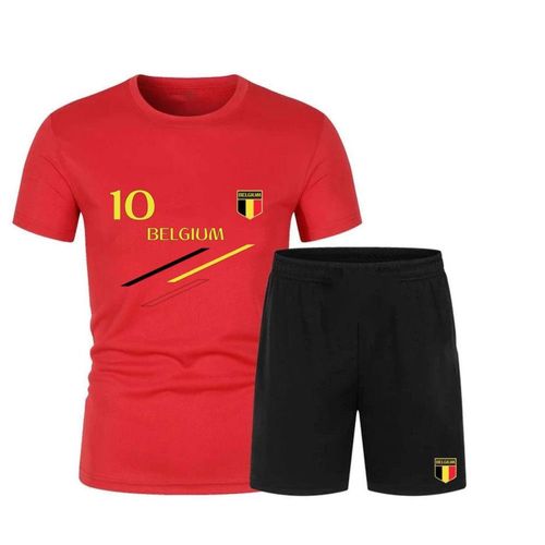 Ensemble De Foot Short Et Maillot Belgique Homme (Taille Xxl,Couleur Rouge)