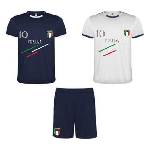 Ensemble Foot Short Avec Lot De 2 Tee Shirt Foot Italie Bleu Et Blanc Homme (Taille L,Couleur Bleu)