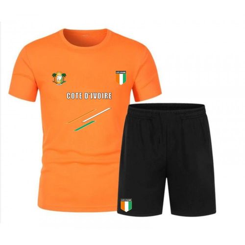 Ensemble De Foot Short Et Maillot Côte Ivoire Orange Homme (Taille S,Couleur Orange)
