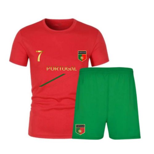 Ensemble De Foot Short Et Maillot Portugal Homme Rouge Vert (Taille M,Couleur Rouge)