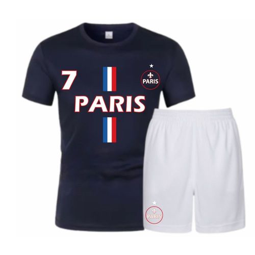 Ensemble Football Homme - Tee-Shirt Bleu Marine Et Short Blanc-Inspiration Paris (Taille L,Couleur Bleu)
