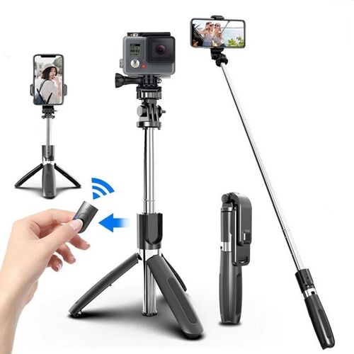 Perche à selfie/support mobile avec télécommande Compatible caméra et Gopro 19-100 cm