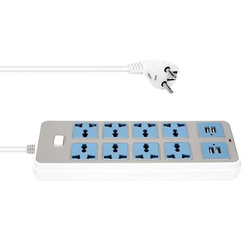 Multiprise avec 4 prises USB, puissance de 3000 W, 8 prises universelles, cordon d'alimentation de 6,5 pieds, prise EU