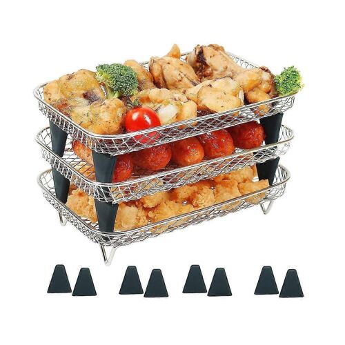 Grille de friteuse à air pour Ninja Dual Basket,3 couches,étagères à bacon empilables,accessoires de friteuse à air pour Nin