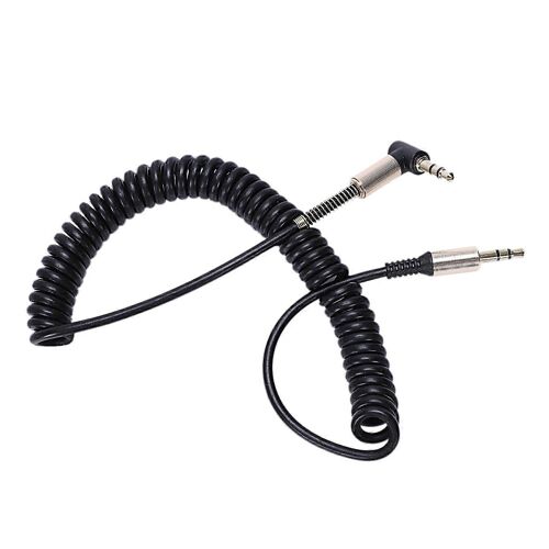 Câble auxiliaire audio 3,5 mm plaqué or Câble audio à angle de 90 degrés 3,5 mm mâle à mâle pour voiture pour noir