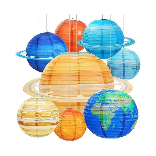 8 Pcs Espace Papier Lanternes Multi-Couleur Système Solaire Planètes Lanternes 12 Pouces Outer Space Party Suppli