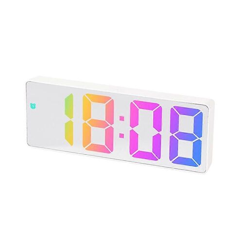 Réveil numérique Affichage d¿écran LED coloré Horloge de bureau moderne Horloges LED (blanc coquillage-miroir