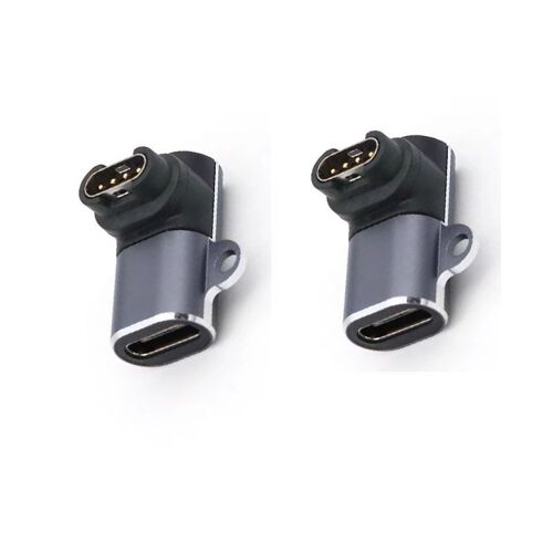 Adaptateur TYPE-C Femelle vers Montre Garmin Vertical Coudé - Lot de 2, Aluminium Gris Foncé