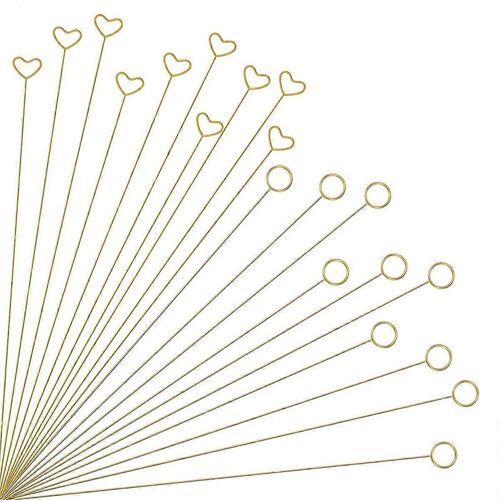 20 Pcs Bâtons De Porte-Carte De Fleur D'or,12 Pouces De Fil De Métal Pics Floraux,Fleur Dorée Pick Carte Holde
