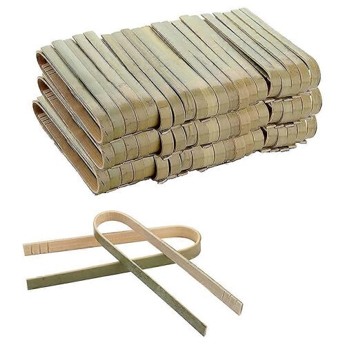 Pack De 120 Mini Pinces En Bambou, Pinces Jetables De 4 Pouces, Mini Ustensiles Jetables En Bambou Toas