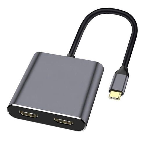 Hub USB Type C 4 en 1 vers double port de charge compatible 4K HD Prise en charge de l'adaptateur de station d'accueil USB-C Dua