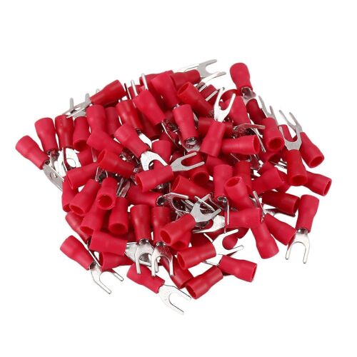 100 Pcs 4mm Fourche Awg 22-16 Cosse De Câble De Borne Isolée